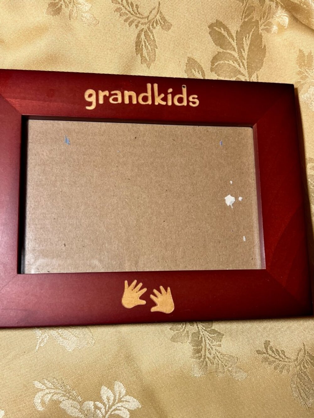 Red Wooden 4x6 Tabletop or Hang Picture Frame - Engraved "grandkids" with Hands
